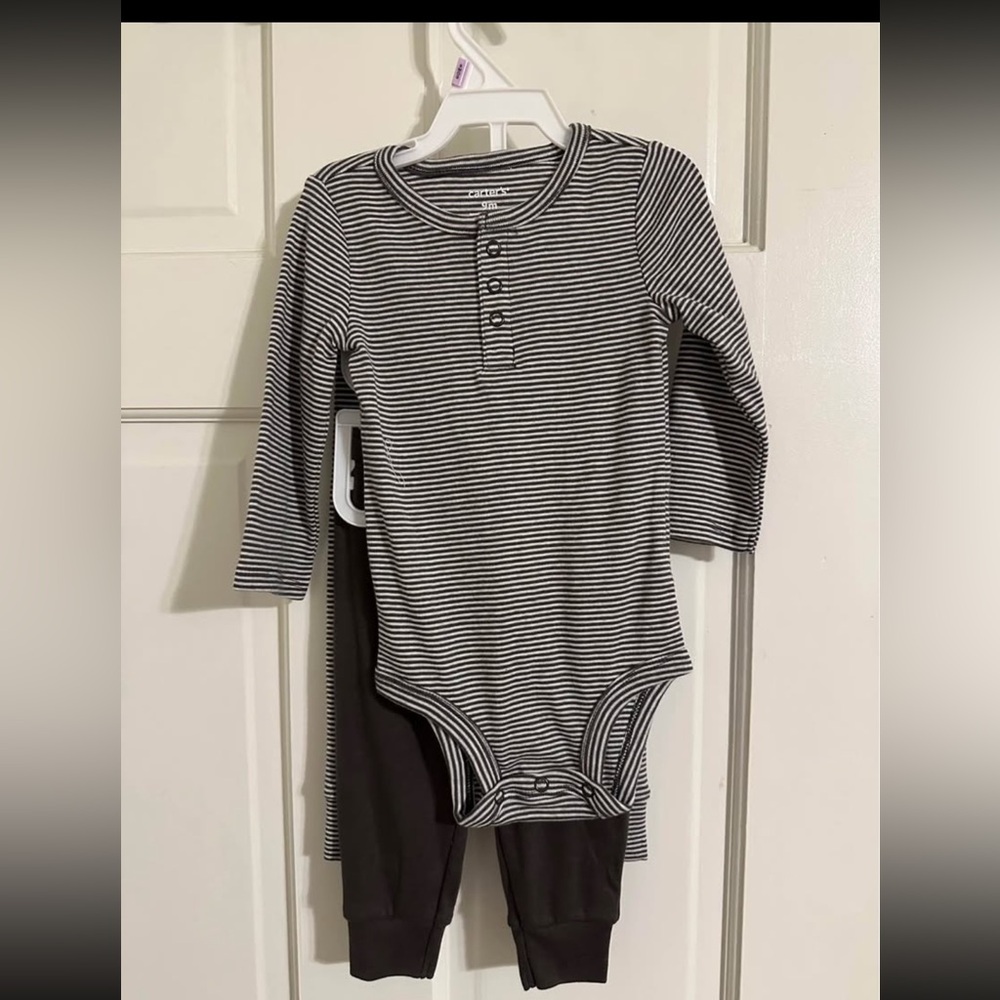 New Carter's Black and White Striped Top & Bottom(s)